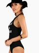 Slogan Print Racer Front Bodysuit
