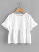 Ruffle Cuff Solid Smock Top
