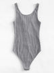 Lace Up Front Rib Knit Heathered Bodysuit