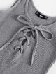 Lace Up Front Rib Knit Heathered Bodysuit