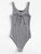 Lace Up Front Rib Knit Heathered Bodysuit