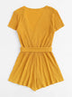 Self Tie Waist Ribbed Wrap Romper