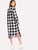 Contrast Mesh Hem Check Plaid Dress