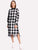 Contrast Mesh Hem Check Plaid Dress