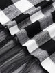 Contrast Mesh Hem Check Plaid Dress