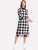 Contrast Mesh Hem Check Plaid Dress