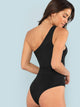 One Shoulder Solid Skinny Bodysuit