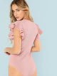 Layered Ruffle Detail Textured Bodysuit