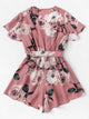 Floral Print Wrap Romper
