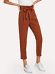 Ruffle Detail Belted Pleated Pants