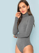 High Neck Heather Knit Bodysuit