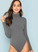 High Neck Heather Knit Bodysuit
