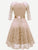 Ribbon Tie Guipure Lace Overlay Flare Dress