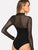 Mock Neck Mesh Yoke Fitted Bodysuit