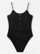 Button Front Ribbed Knit Skinny Bodysuit
