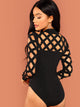 Mock Neck Geo Cut Out Bodysuit