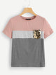 Cut and Sew Sequin Pocket Tee