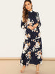 Frill Neck Floral Maxi Dress