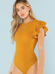 Layered Ruffle Detail Textured Bodysuit