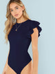 Layered Ruffle Detail Textured Bodysuit