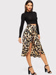 Ruffle Hem Leopard Print Skirt