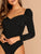 Puff Sleeve Surplice Neck Ruched Bodysuit