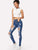 Ripped Faded Wash Button Fly Skinny Jeans