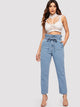 Paperbag Waist Slant Pocket Self Belted Jeans