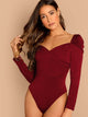 Puff Sleeve Surplice Neck Ruched Bodysuit