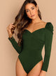 Puff Sleeve Surplice Neck Ruched Bodysuit