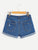 Bleach Wash Rolled Hem Denim Shorts