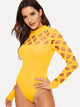 Mock Neck Geo Cut Out Bodysuit