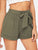 Self Belted Elastic Waist Cuffed Shorts