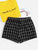 Grid Print Drawstring Shorts