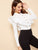 Button Front Fishnet Mesh Trim Ruffle Bodysuit
