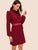 Frilled Trim Blouson Sleeve Belted Dress