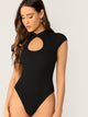 Open Front Mock-neck Bodysuit