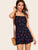 Cherry Print Crisscross Backless Slip Romper
