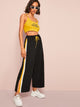 Striped Slit Side Drawstring Waist Pants