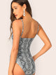 Snakeskin Print Form Fitted Cami Bodysuit
