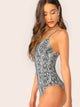 Snakeskin Print Form Fitted Cami Bodysuit