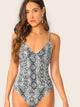 Snakeskin Print Form Fitted Cami Bodysuit