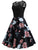50s Lace Panel Floral Print Circle Dress