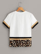 Color Block Leopard Print Tee