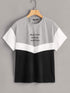 Letter Print Cut-and-sew Tee