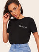 Letter Print Short Sleeve Top