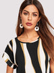 Cuffed Sleeve Color Block Top