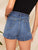 Slant Pocket Rolled Hem Denim Shorts