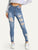 Ripped Raw Hem Faded Wash Jeans