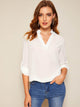 Solid Tab Sleeve V Neck Top